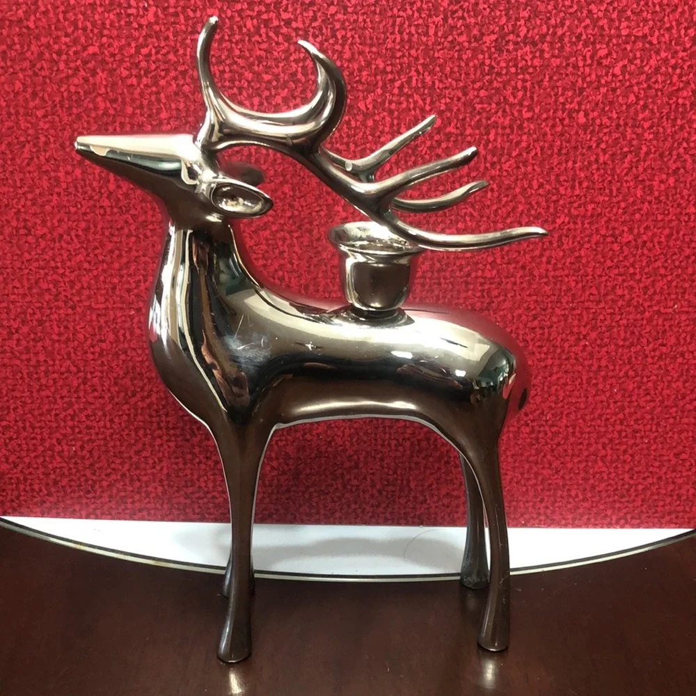 POTTERY BARN DEER CANDLESTICK HOLDER 8”